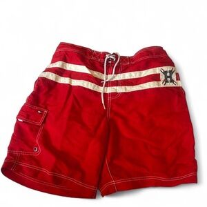 2012 Tommy Hilfiger Red and Cream Athletic Shorts